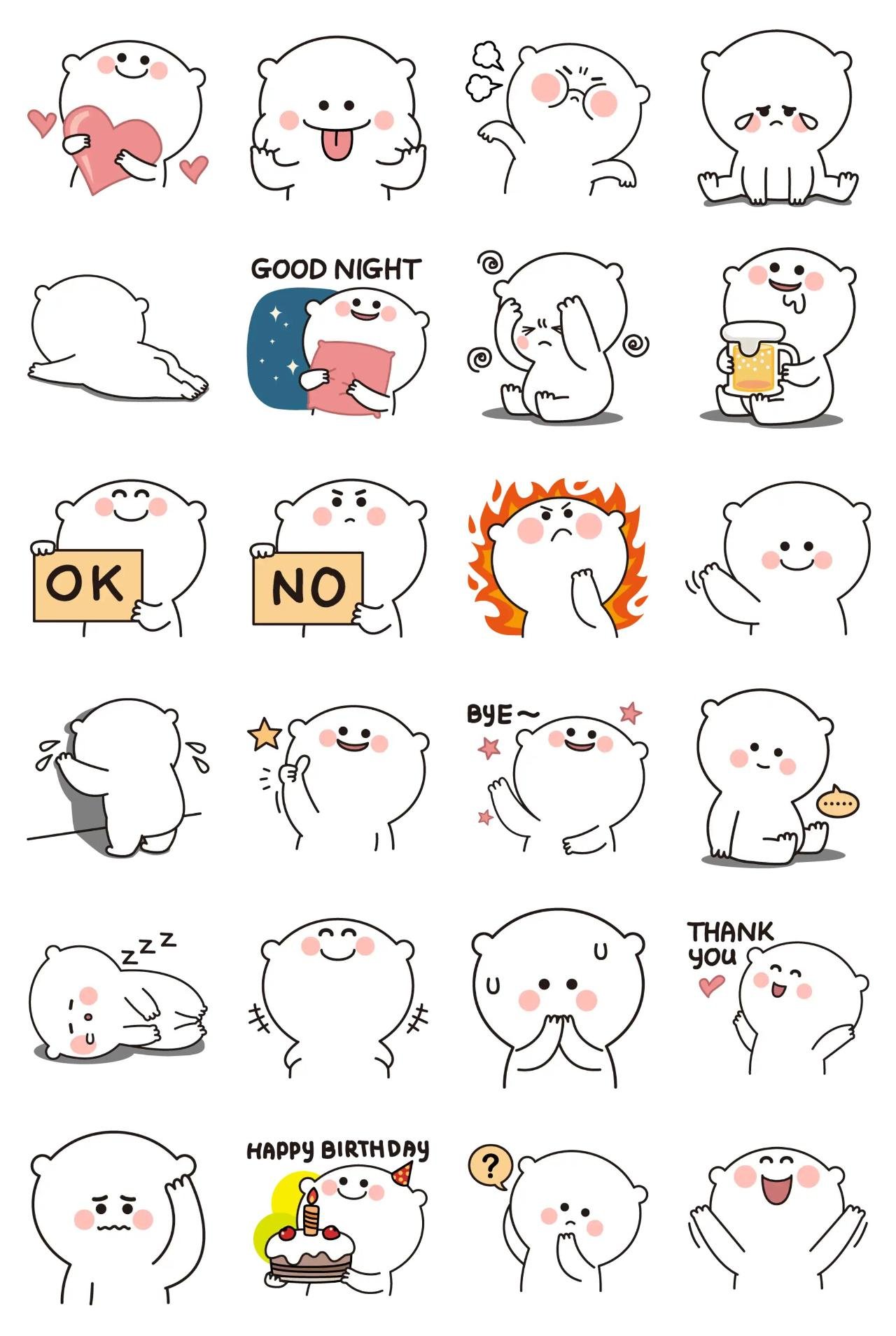 White Bear Animals,Gag sticker pack for Whatsapp, Telegram, Signal, and others chatting and message apps