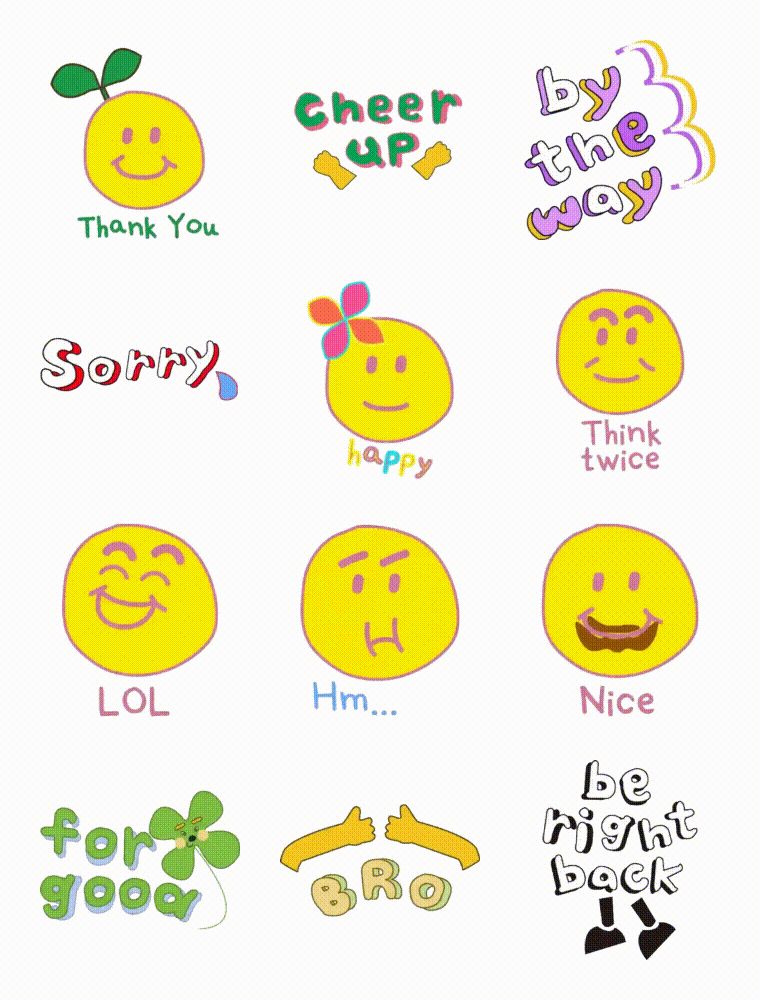 Cute text message Animation/Cartoon,Gag sticker pack for Whatsapp, Telegram, Signal, and others chatting and message apps