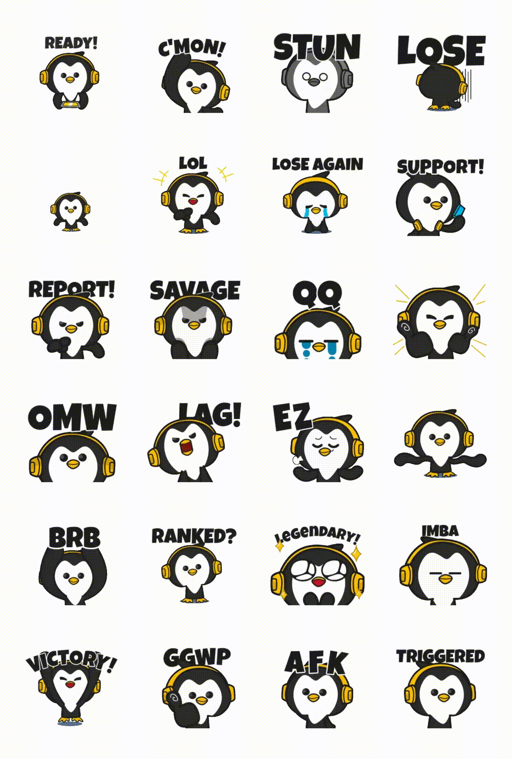 Gamer Penguin Animation/Cartoon,Animals sticker pack for Whatsapp, Telegram, Signal, and others chatting and message apps