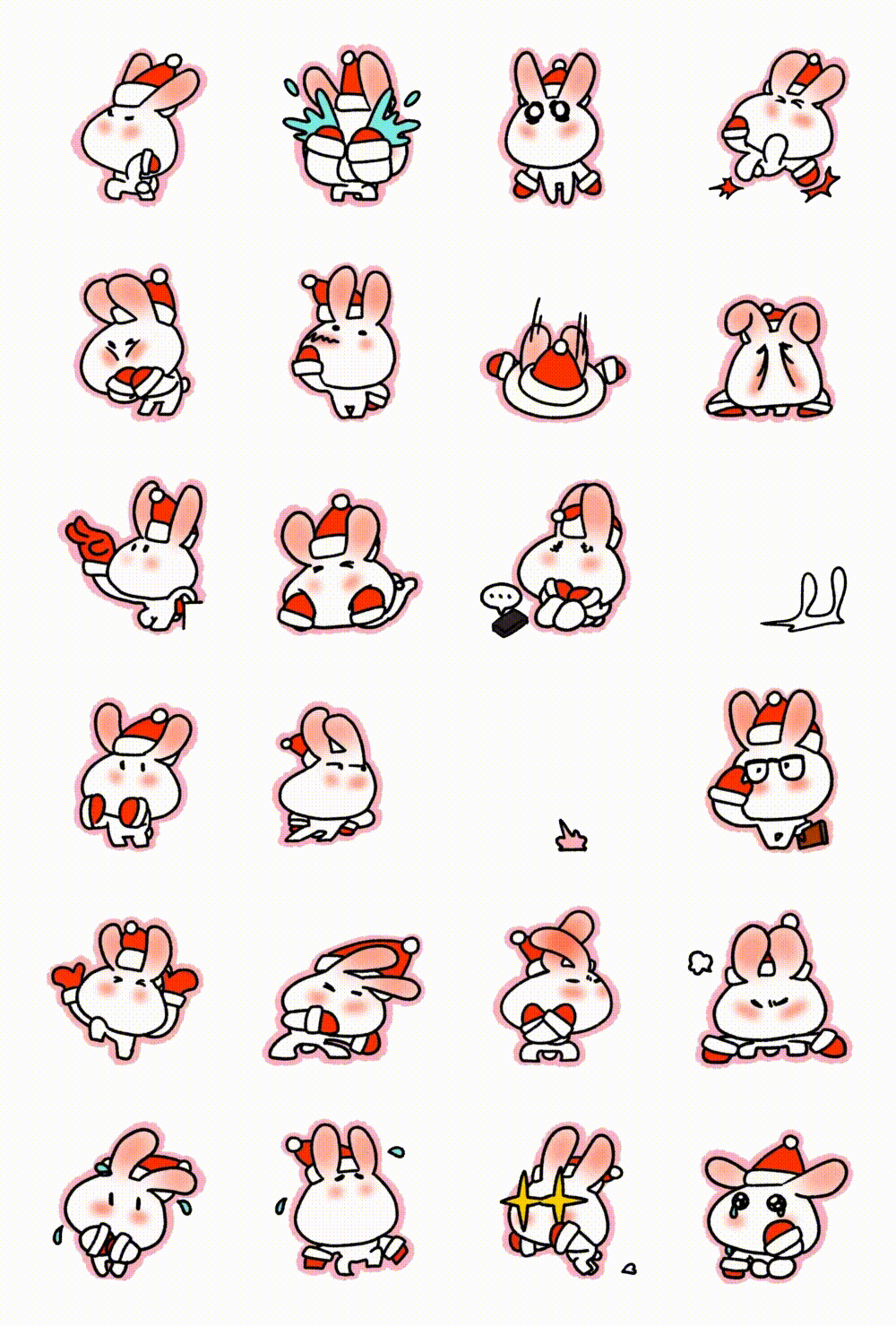 Chewy rabbit  santa ver. Animation/Cartoon,Animals,Gag,Christmas sticker pack for Whatsapp, Telegram, Signal, and others chatting and message apps