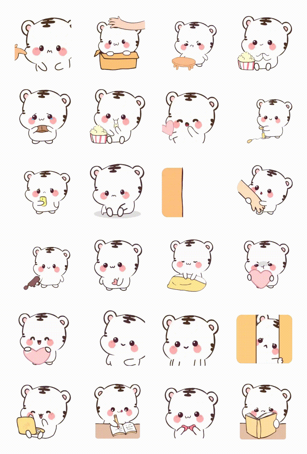 Baby White Tiger Animation/Cartoon,Animals,Celebrity,Gag,People,Phrases,Romance,Sports,Objects,Culture,Plants,Transporations,Instruments,FAMILY,Christmas,Valentine,Easter,Anniversary,Birthday,Vacation,Etc,New year's day sticker pack for Whatsapp, Telegram, Signal, and others chatting and message apps
