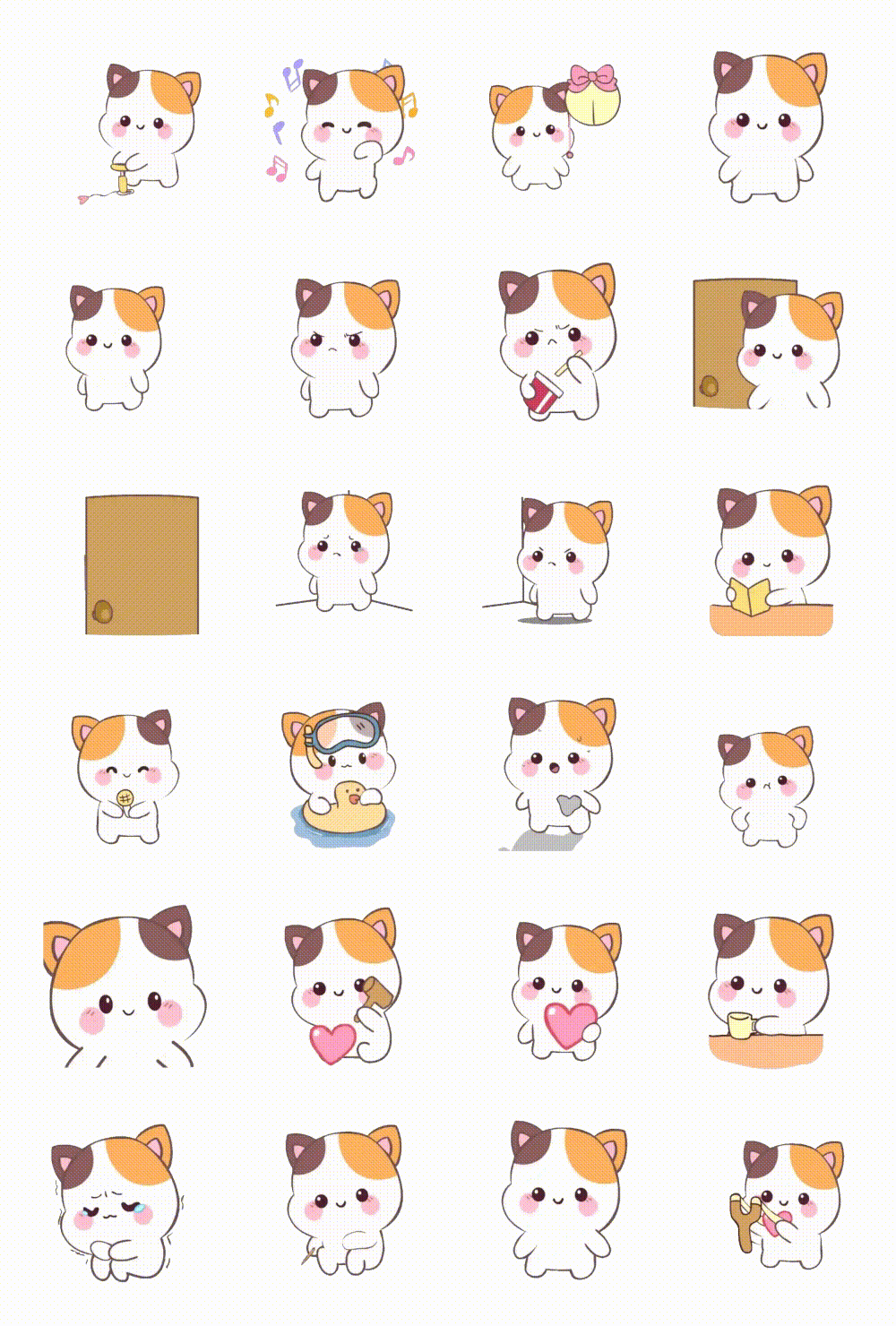 Calico Cat Animals,Animation/Cartoon,Food/Drink sticker pack for Whatsapp, Telegram, Signal, and others chatting and message apps