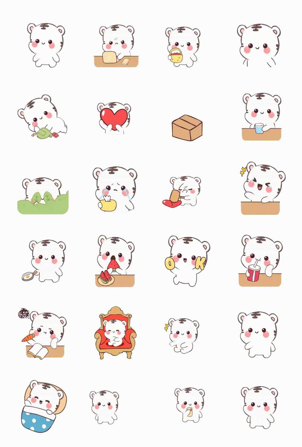 White Tiger 2 Animals,Animation/Cartoon,Food/Drink sticker pack for Whatsapp, Telegram, Signal, and others chatting and message apps
