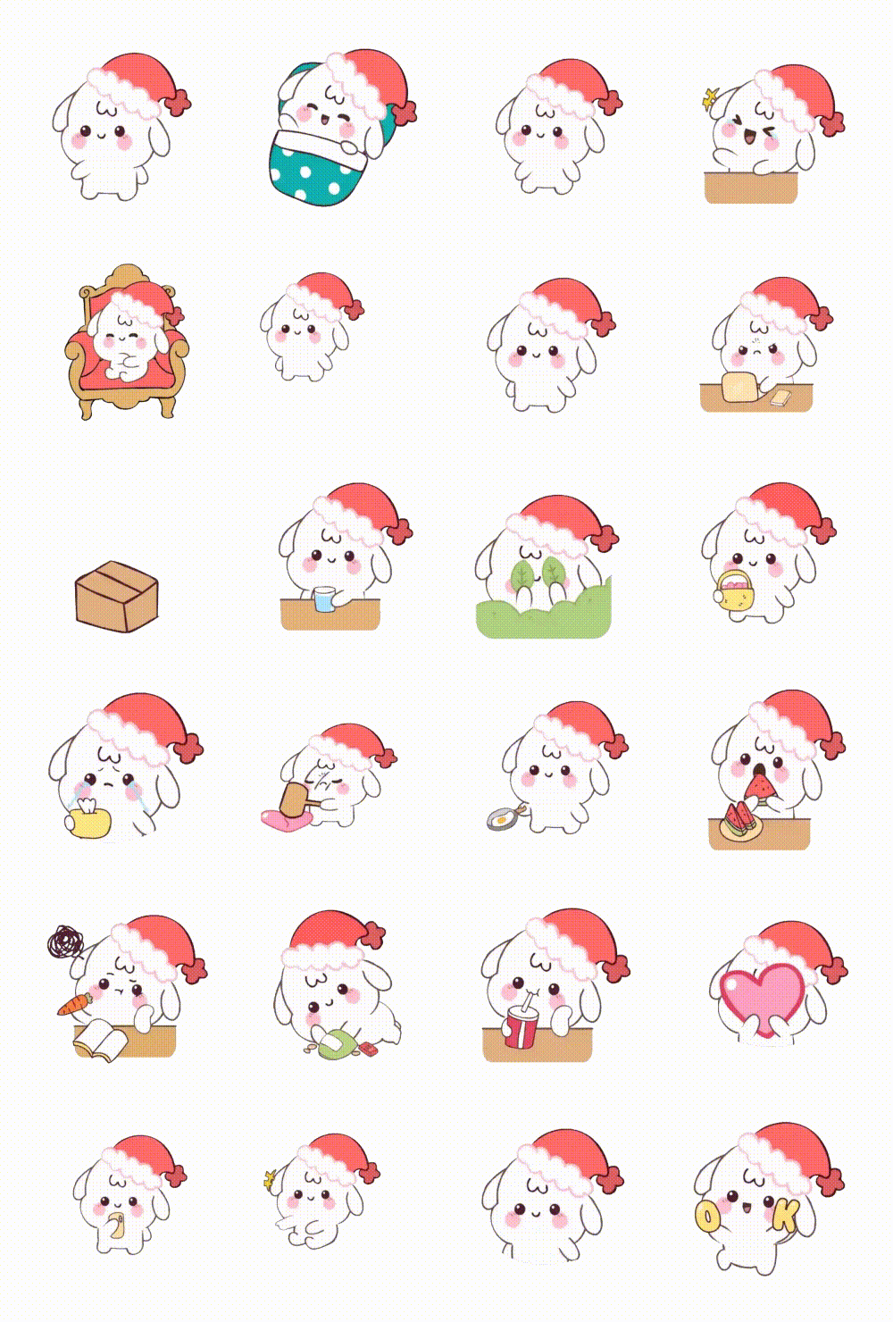 Christmas Bunny Animals,Animation/Cartoon,Christmas sticker pack for Whatsapp, Telegram, Signal, and others chatting and message apps