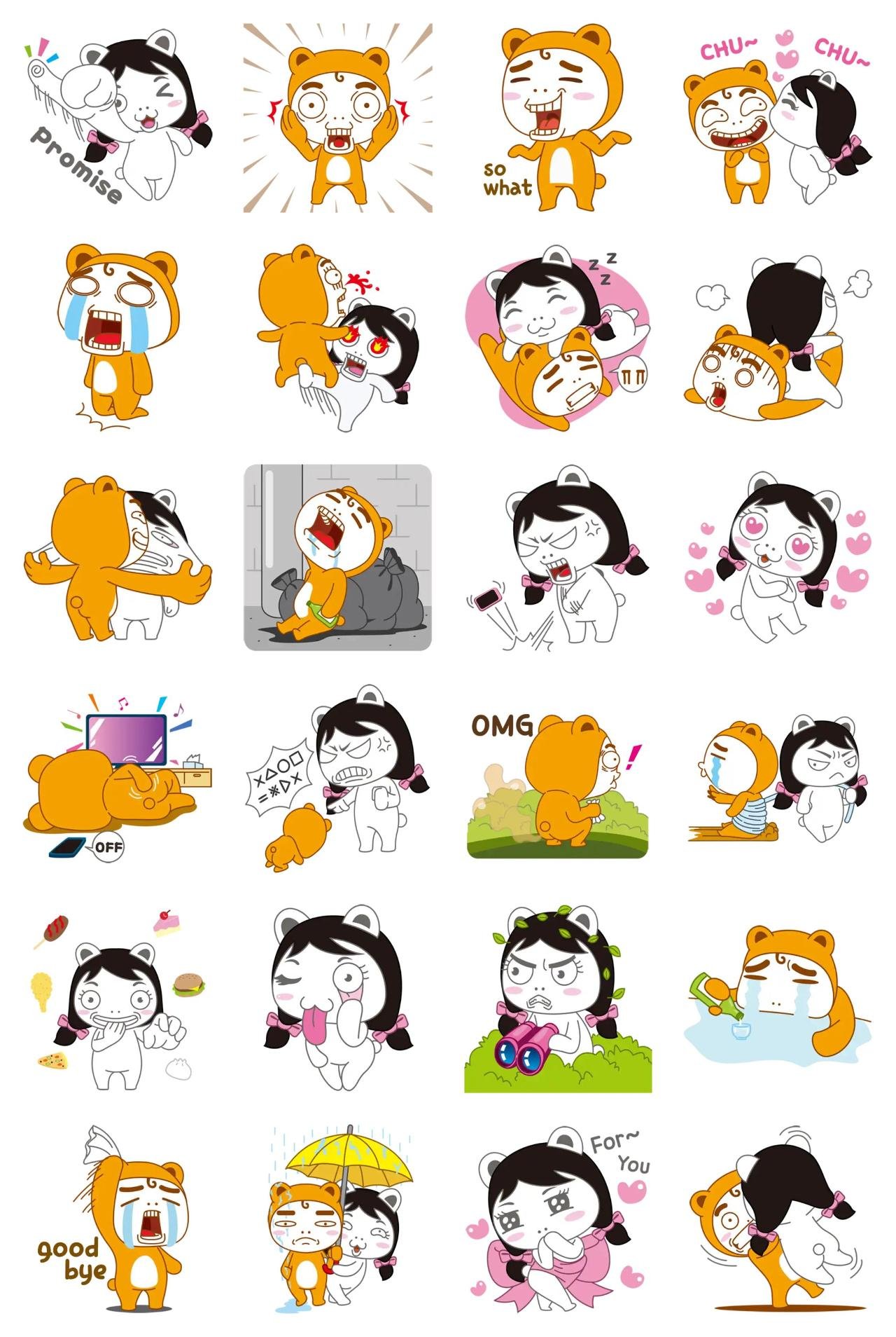 Bear couple Animals,Romance sticker pack for Whatsapp, Telegram, Signal, and others chatting and message apps