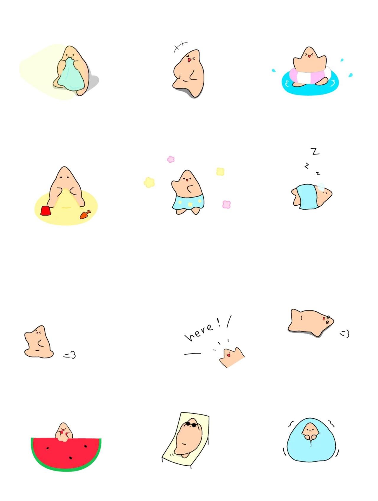 Mini mini starfish Animals,Etc. sticker pack for Whatsapp, Telegram, Signal, and others chatting and message apps