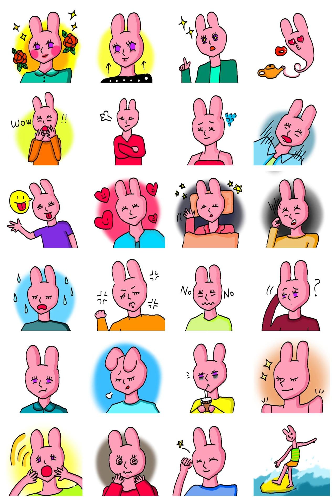 Human rabbit Animals sticker pack for Whatsapp, Telegram, Signal, and others chatting and message apps
