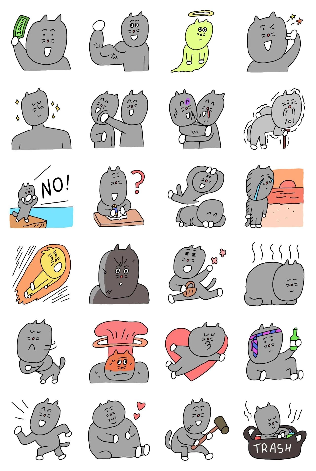 Kuku cat Animation/Cartoon,Gag sticker pack for Whatsapp, Telegram, Signal, and others chatting and message apps