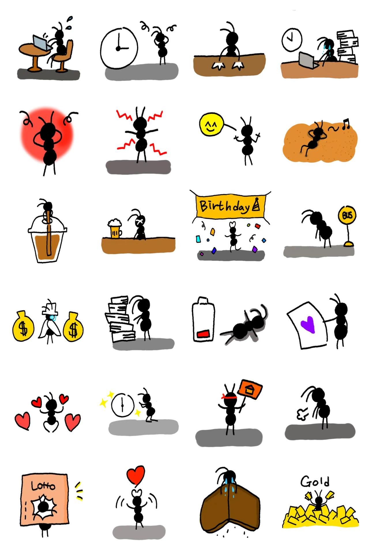 worker ant Etc. sticker pack for Whatsapp, Telegram, Signal, and others chatting and message apps