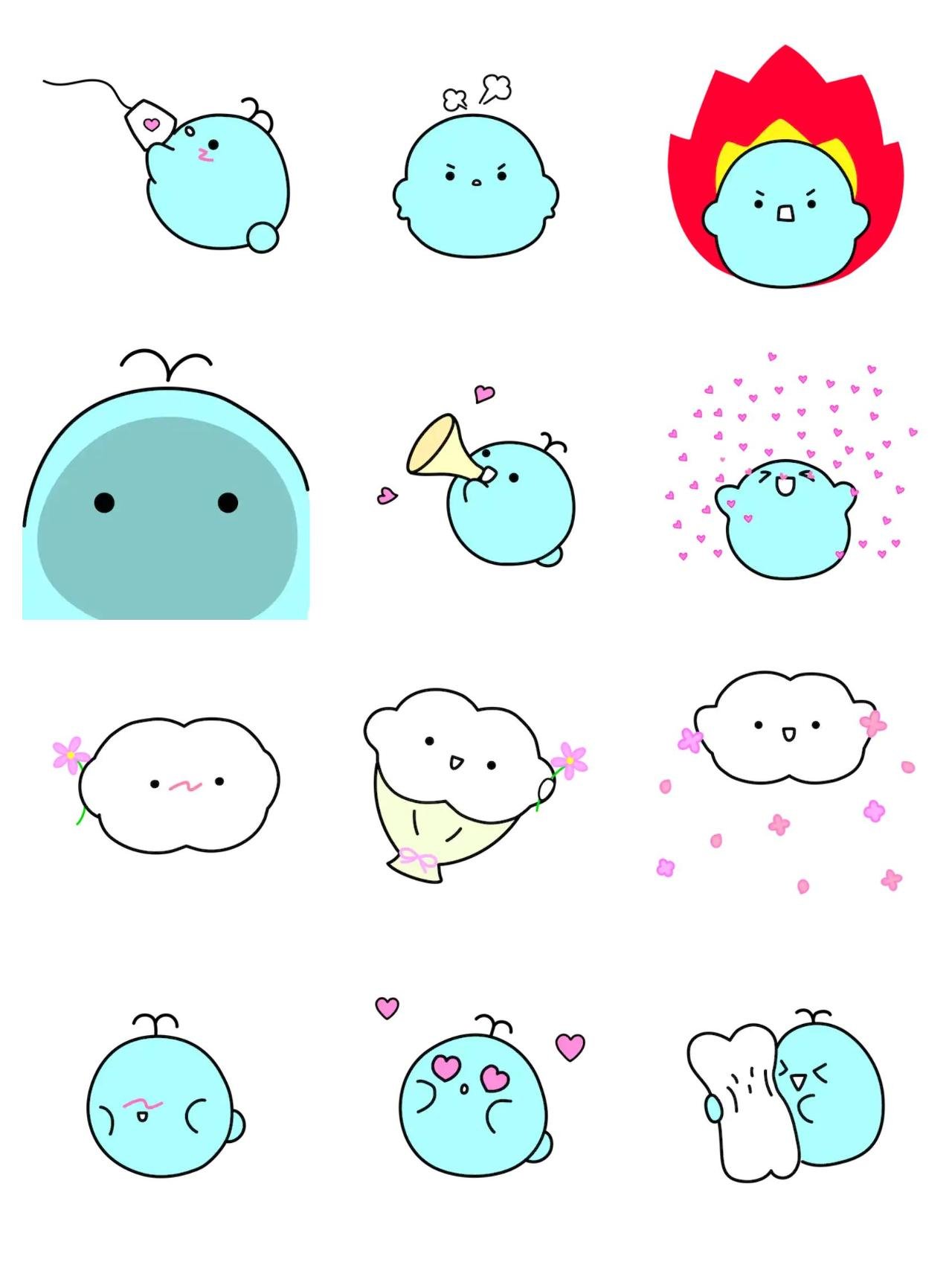 Whale loves cloud 2 Animals,Romance sticker pack for Whatsapp, Telegram, Signal, and others chatting and message apps