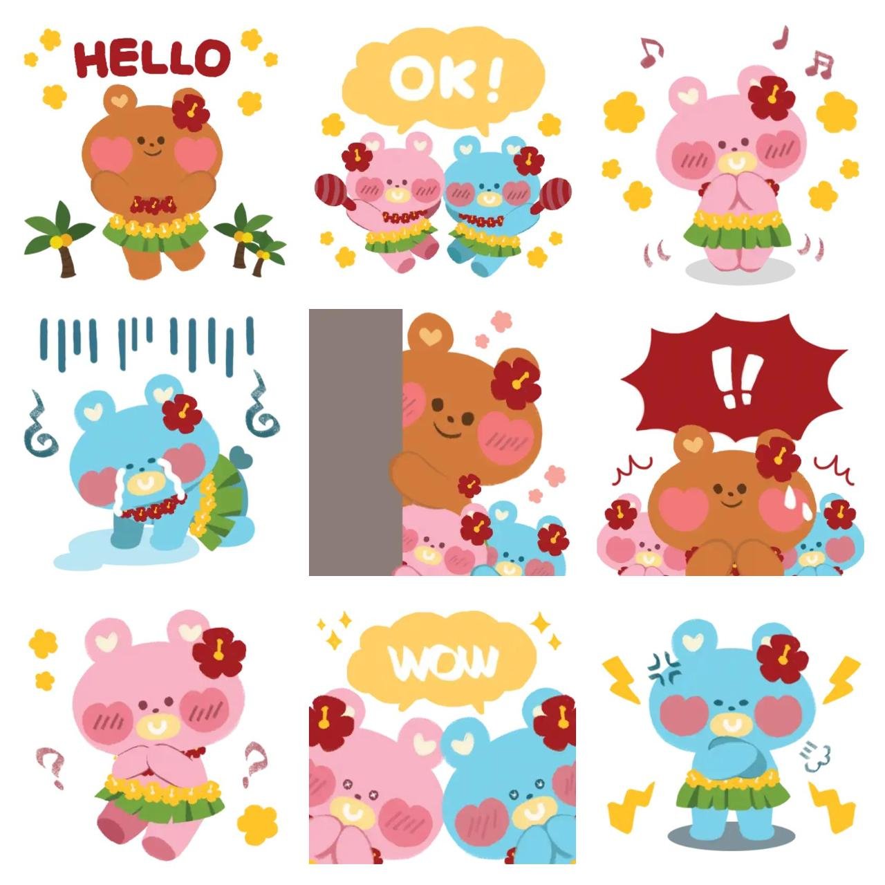 Lovely bear friends Animation/Cartoon,Animals sticker pack for Whatsapp, Telegram, Signal, and others chatting and message apps