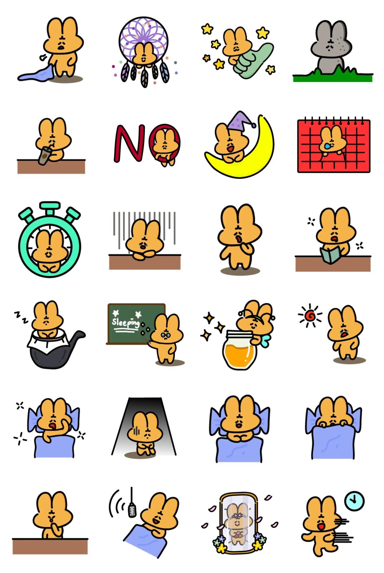 Tired Rabbit Animals sticker pack for Whatsapp, Telegram, Signal, and others chatting and message apps