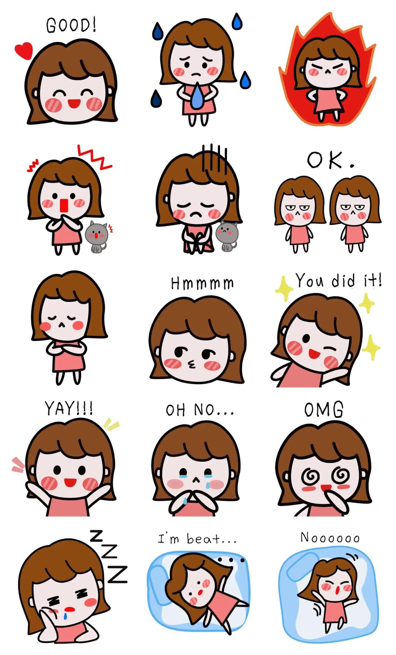 Hello Mia Ver. 2 Animation/Cartoon,People sticker pack for Whatsapp, Telegram, Signal, and others chatting and message apps