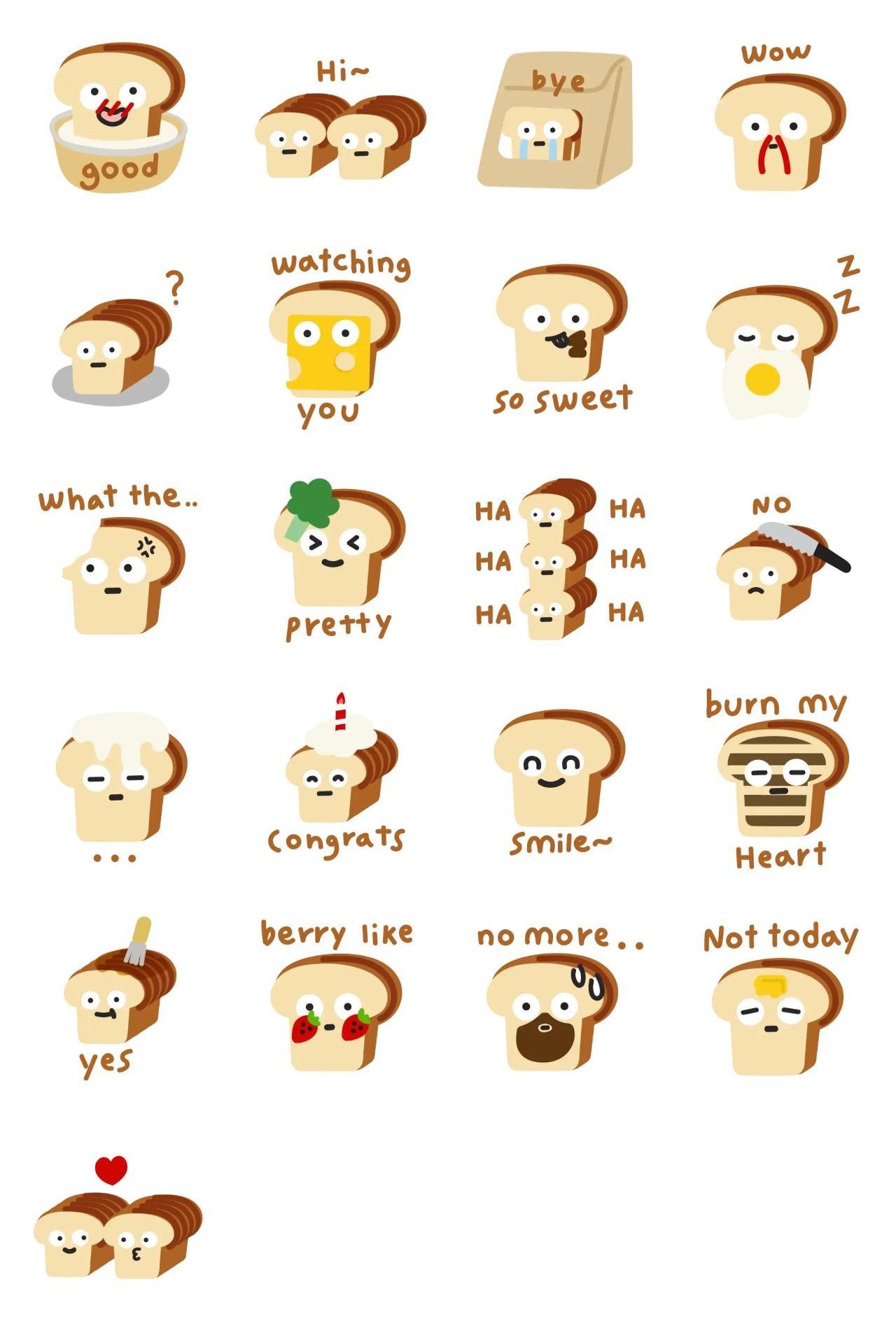 Hi bread Animation/Cartoon,Food/Drink sticker pack for Whatsapp, Telegram, Signal, and others chatting and message apps
