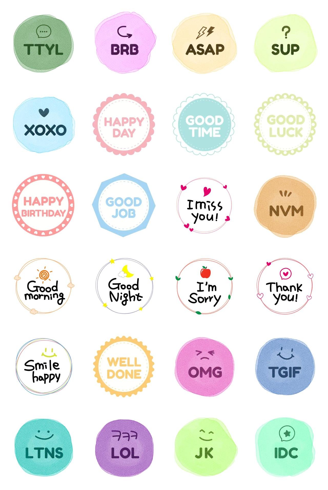 Messages in Circle Phrases,Etc. sticker pack for Whatsapp, Telegram, Signal, and others chatting and message apps