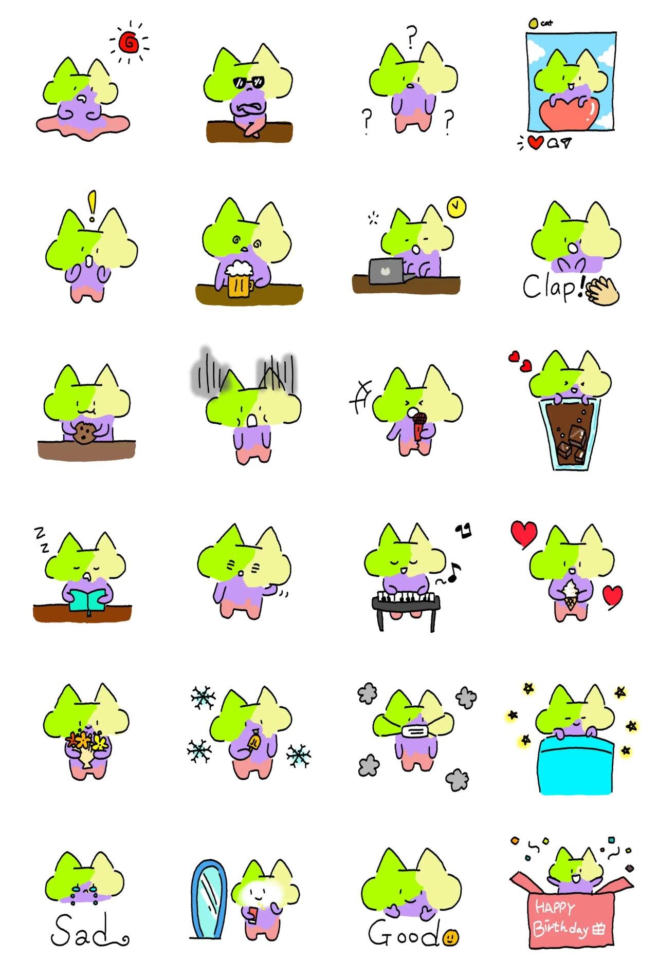 Colorful cat Animals sticker pack for Whatsapp, Telegram, Signal, and others chatting and message apps