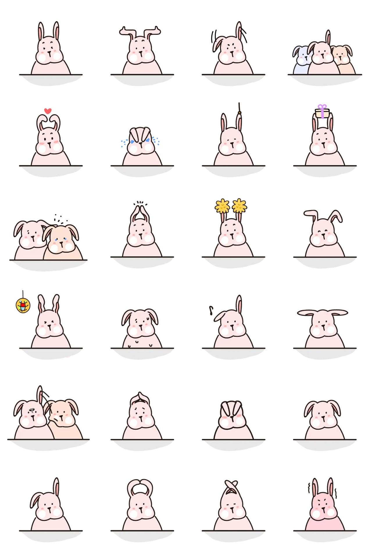 Flexible ear rabbit Animals,Etc. sticker pack for Whatsapp, Telegram, Signal, and others chatting and message apps