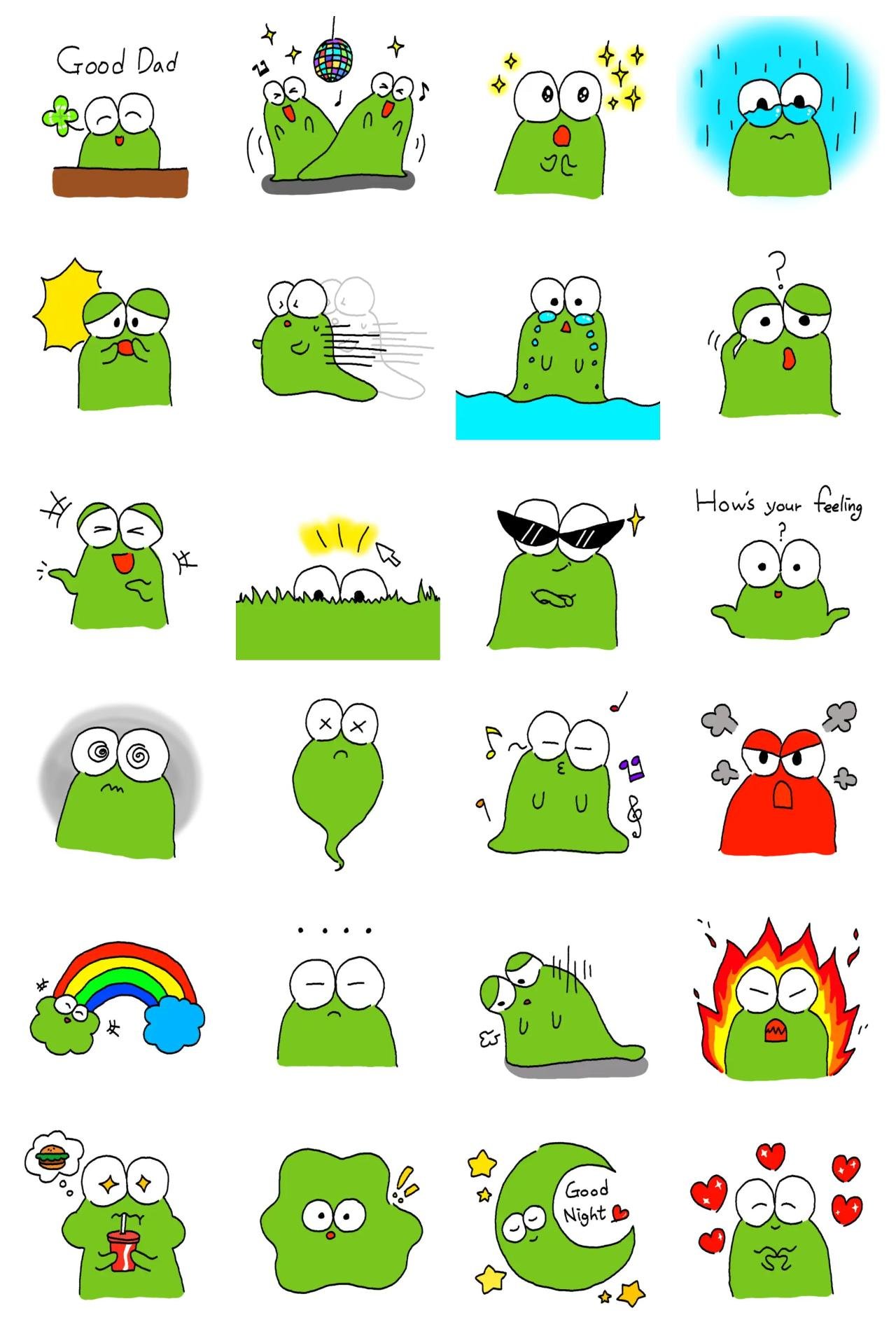 Lucky frog Animals sticker pack for Whatsapp, Telegram, Signal, and others chatting and message apps