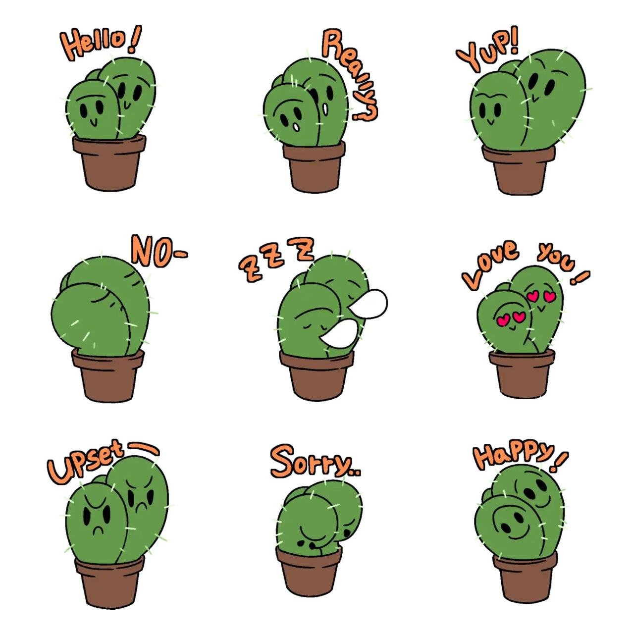 Hello cactus Animation/Cartoon,Gag sticker pack for Whatsapp, Telegram, Signal, and others chatting and message apps