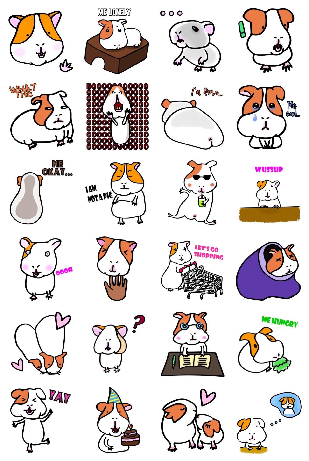 guinea pig Animals,Romance sticker pack for Whatsapp, Telegram, Signal, and others chatting and message apps