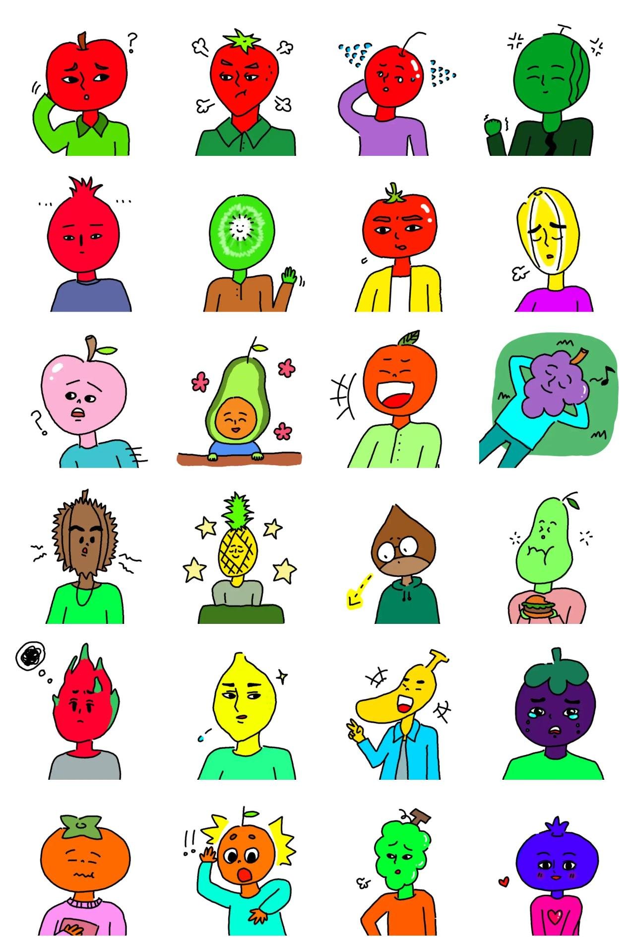Fruit friends Food/Drink,Etc. sticker pack for Whatsapp, Telegram, Signal, and others chatting and message apps