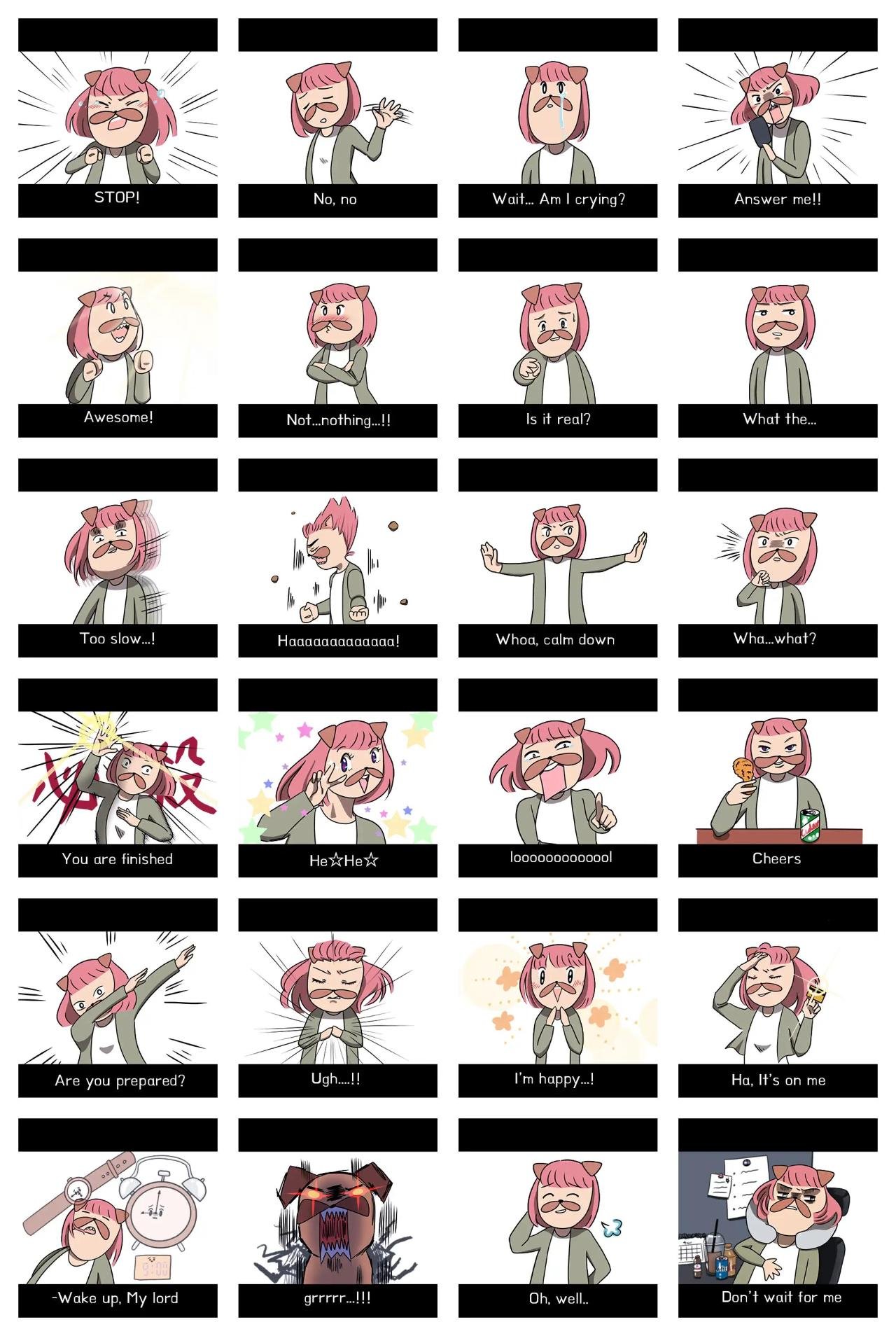 Anime Words Animation/Cartoon,Gag sticker pack for Whatsapp, Telegram, Signal, and others chatting and message apps