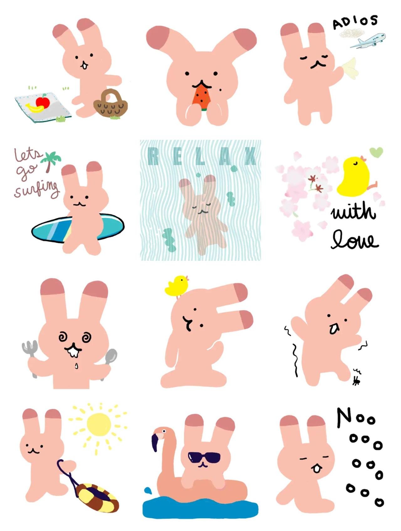 Summer with Rabbit Soo Animation/Cartoon,Animals sticker pack for Whatsapp, Telegram, Signal, and others chatting and message apps