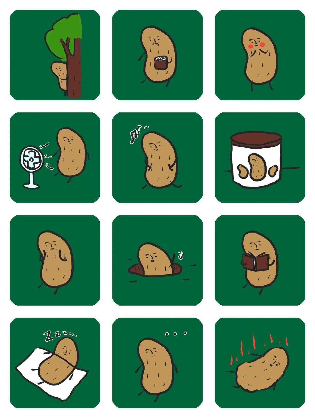 Happy peanut 01 Animation/Cartoon,Food/Drink sticker pack for Whatsapp, Telegram, Signal, and others chatting and message apps