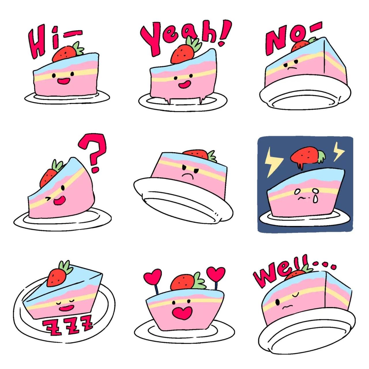 A piece of cake Animation/Cartoon,Food/Drink sticker pack for Whatsapp, Telegram, Signal, and others chatting and message apps