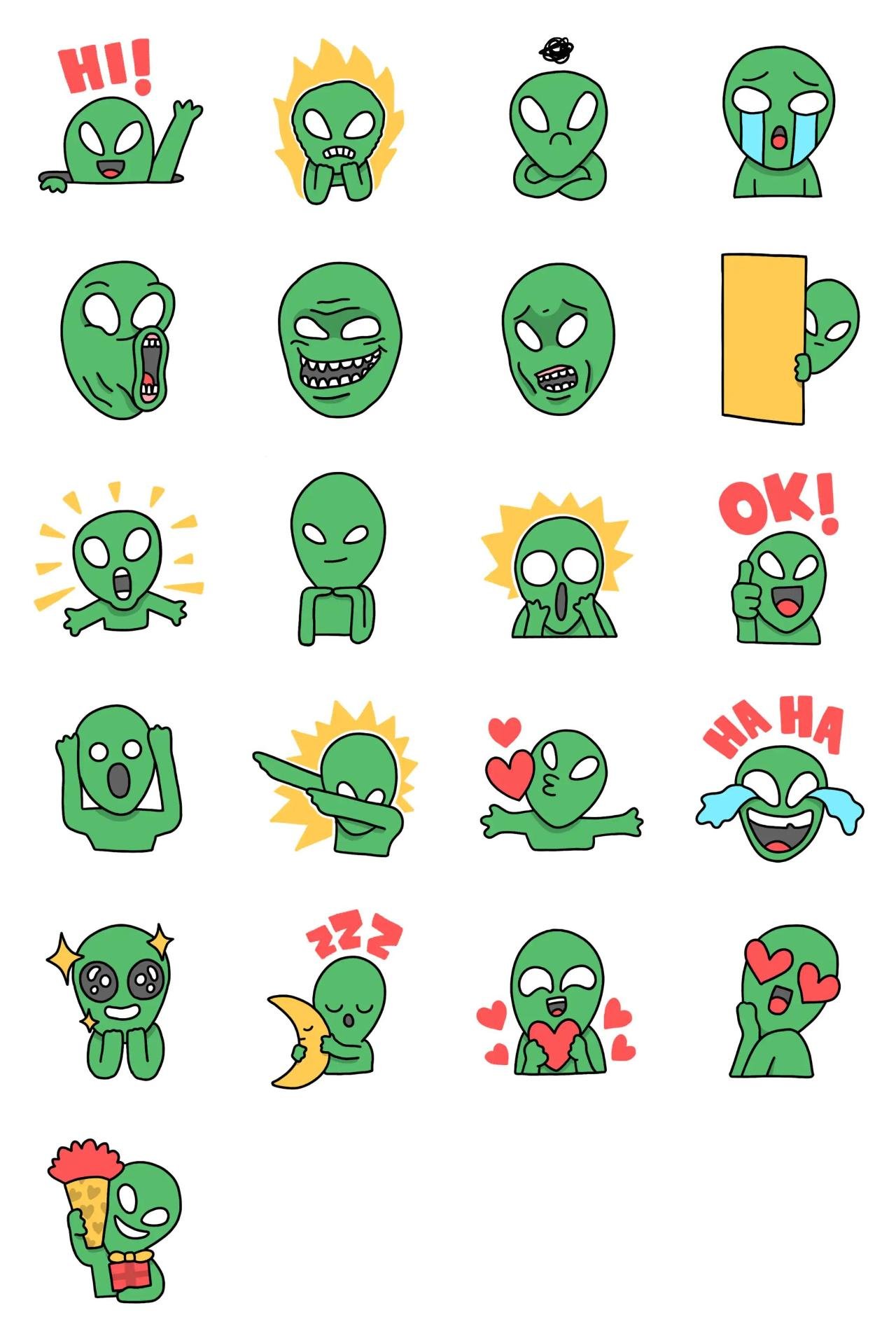 Max The Alien Animation/Cartoon,Gag sticker pack for Whatsapp, Telegram, Signal, and others chatting and message apps