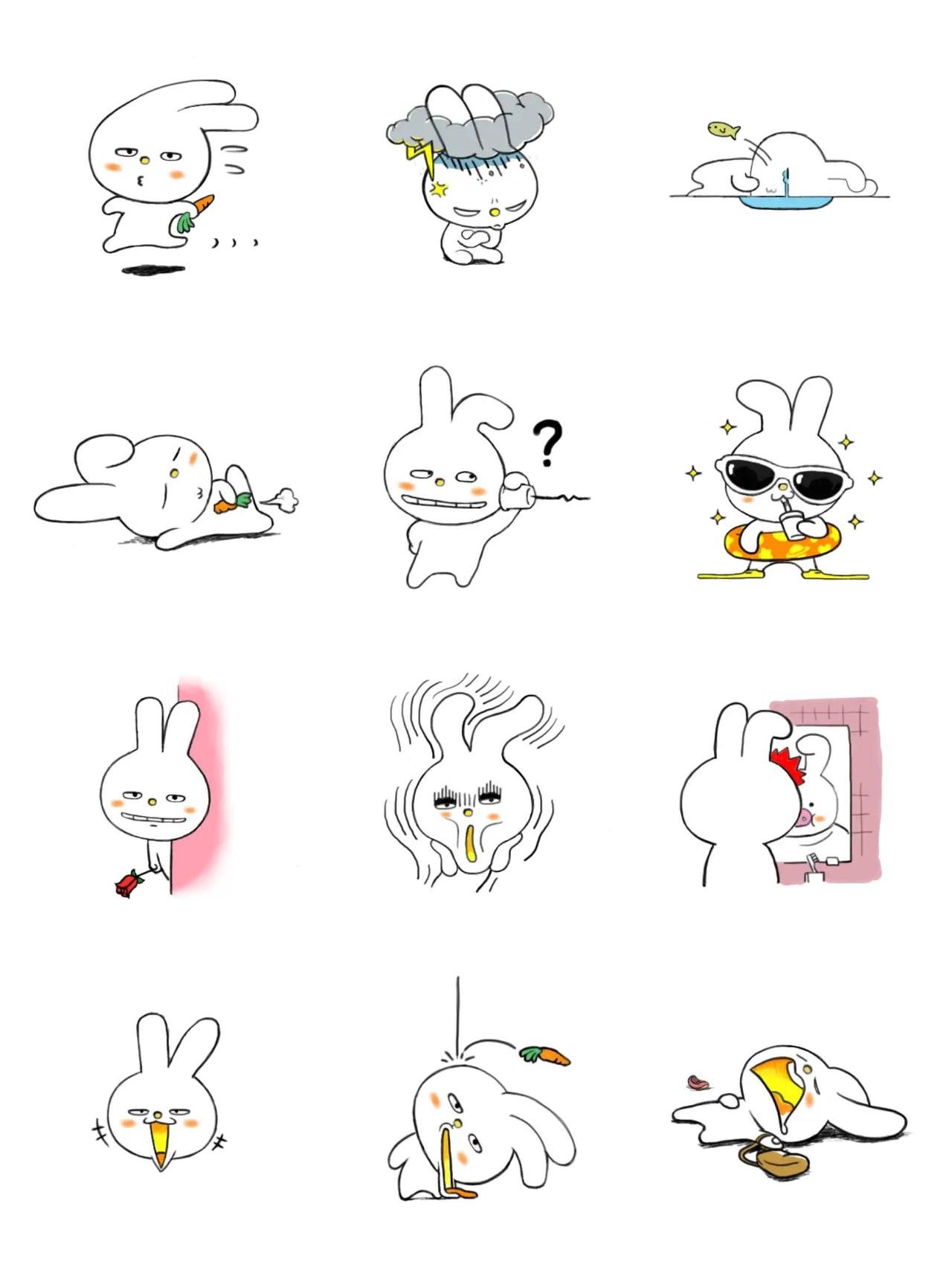 Jimini Rabbit Animation/Cartoon,Animals sticker pack for Whatsapp, Telegram, Signal, and others chatting and message apps