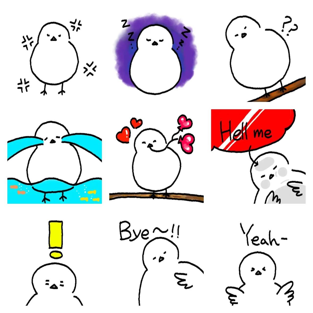 Korean crow-tit Animals sticker pack for Whatsapp, Telegram, Signal, and others chatting and message apps