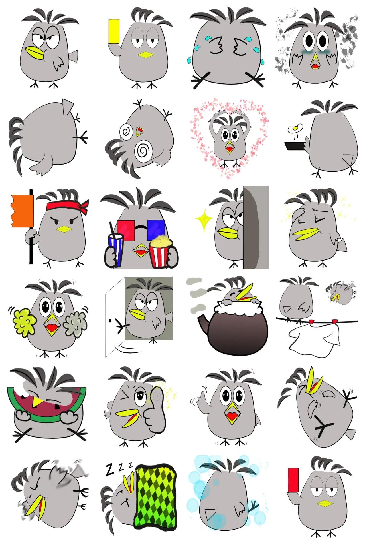 Gray bird Animals,Gag sticker pack for Whatsapp, Telegram, Signal, and others chatting and message apps