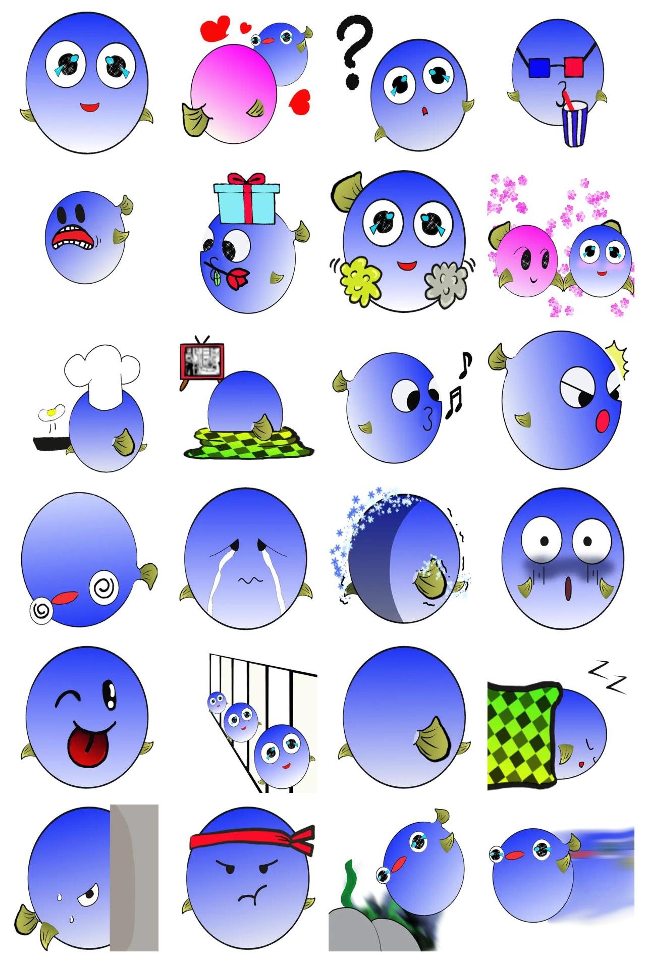 Baby blowfish Animals sticker pack for Whatsapp, Telegram, Signal, and others chatting and message apps