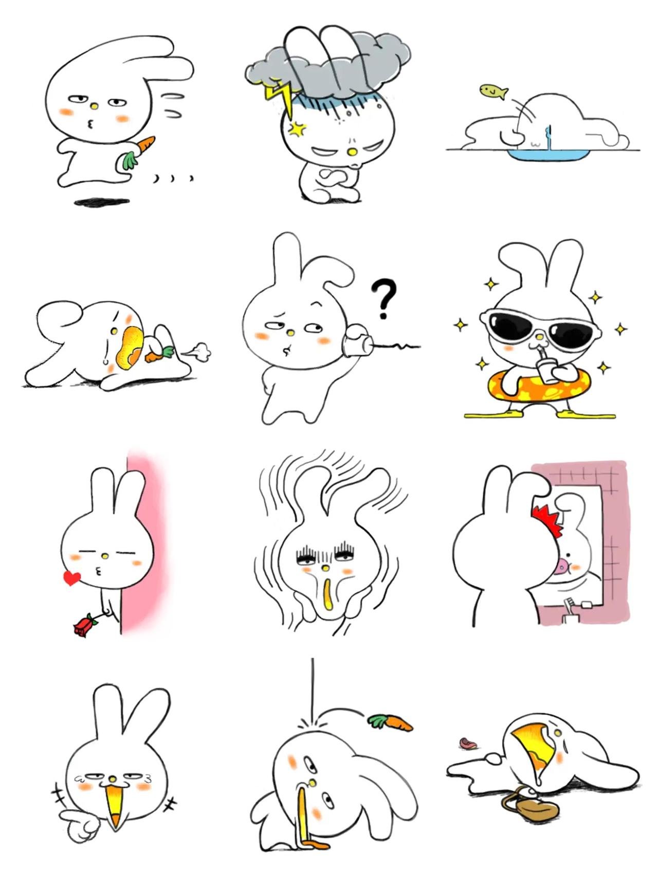 Jimini Rabbit Animals,Gag sticker pack for Whatsapp, Telegram, Signal, and others chatting and message apps