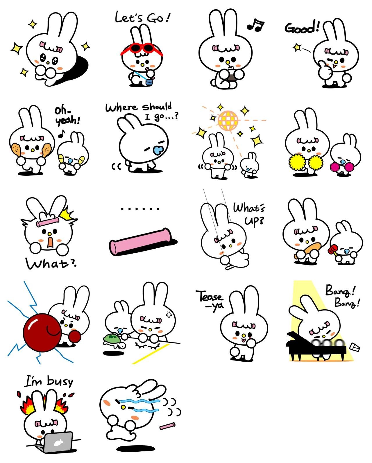 Hair Roll Bunny Animation/Cartoon,Gag sticker pack for Whatsapp, Telegram, Signal, and others chatting and message apps