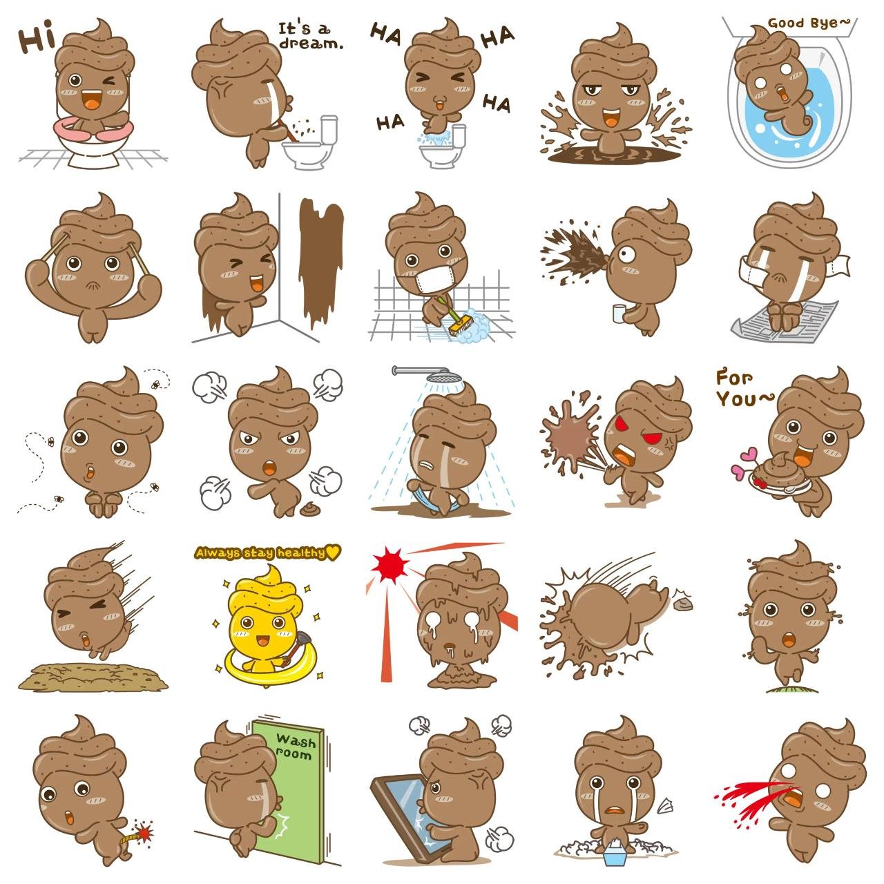 Poopooman Animation/Cartoon,Gag sticker pack for Whatsapp, Telegram, Signal, and others chatting and message apps