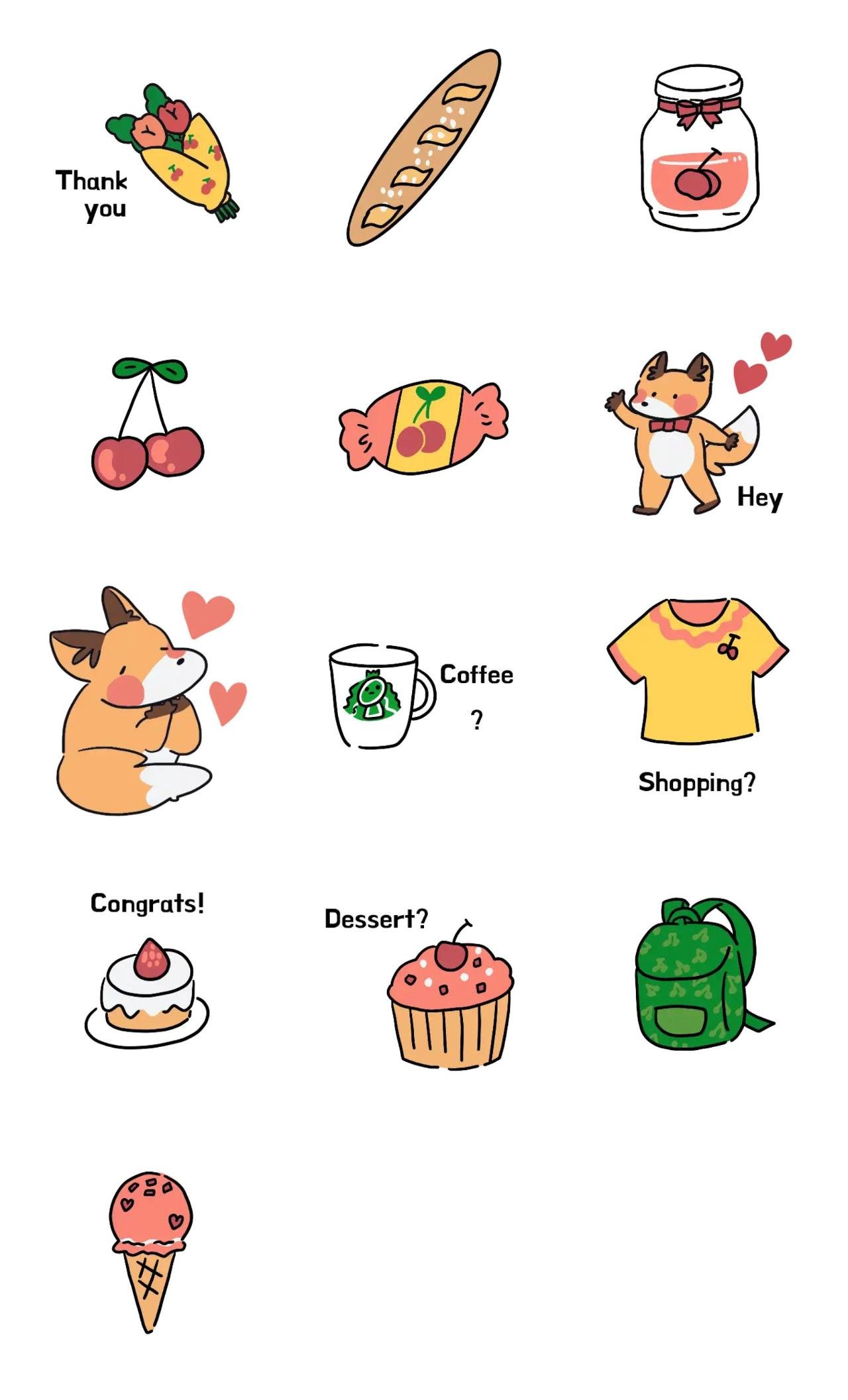 Daily fox stickers Animals,Food/Drink sticker pack for Whatsapp, Telegram, Signal, and others chatting and message apps