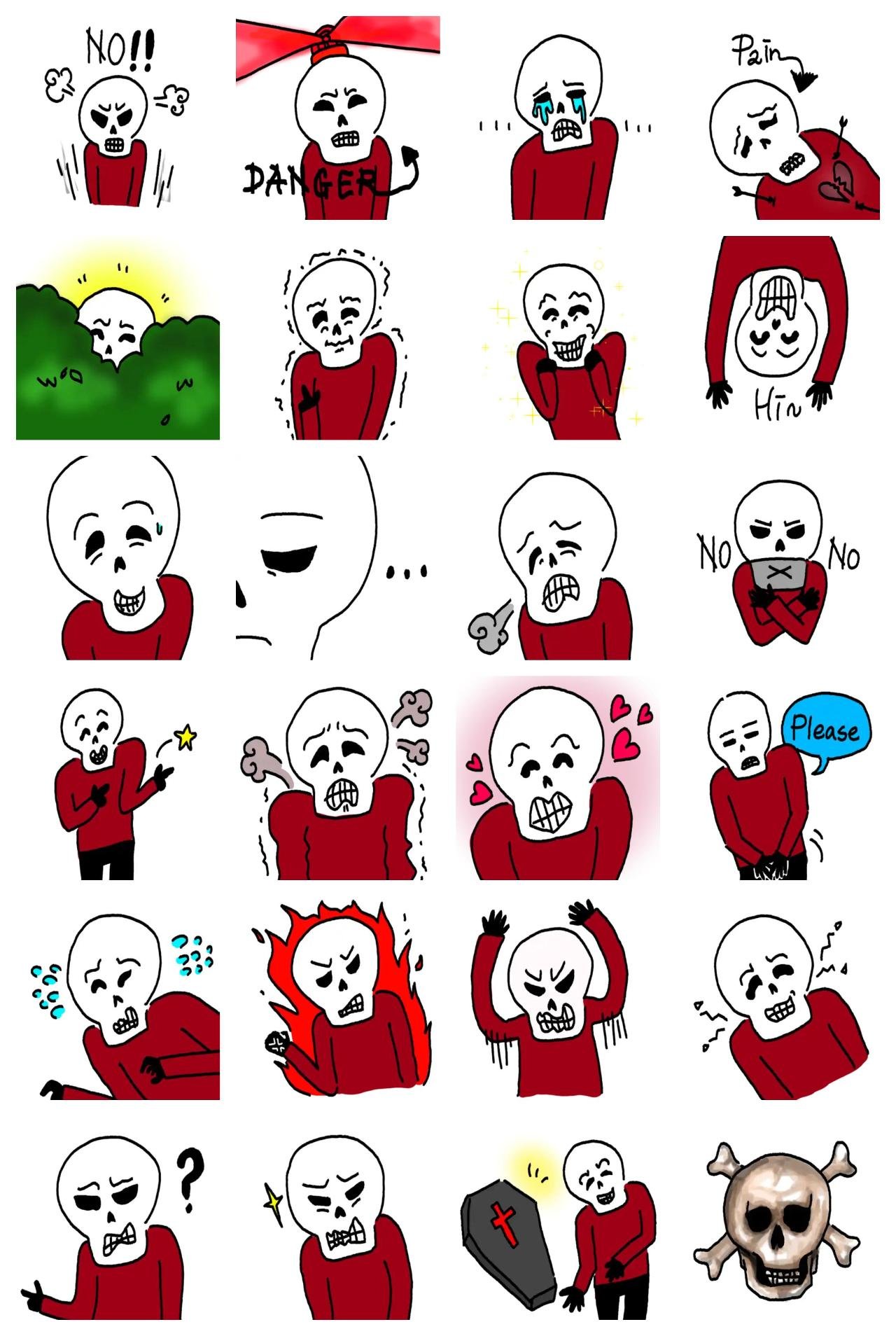 Skeleton Etc. sticker pack for Whatsapp, Telegram, Signal, and others chatting and message apps
