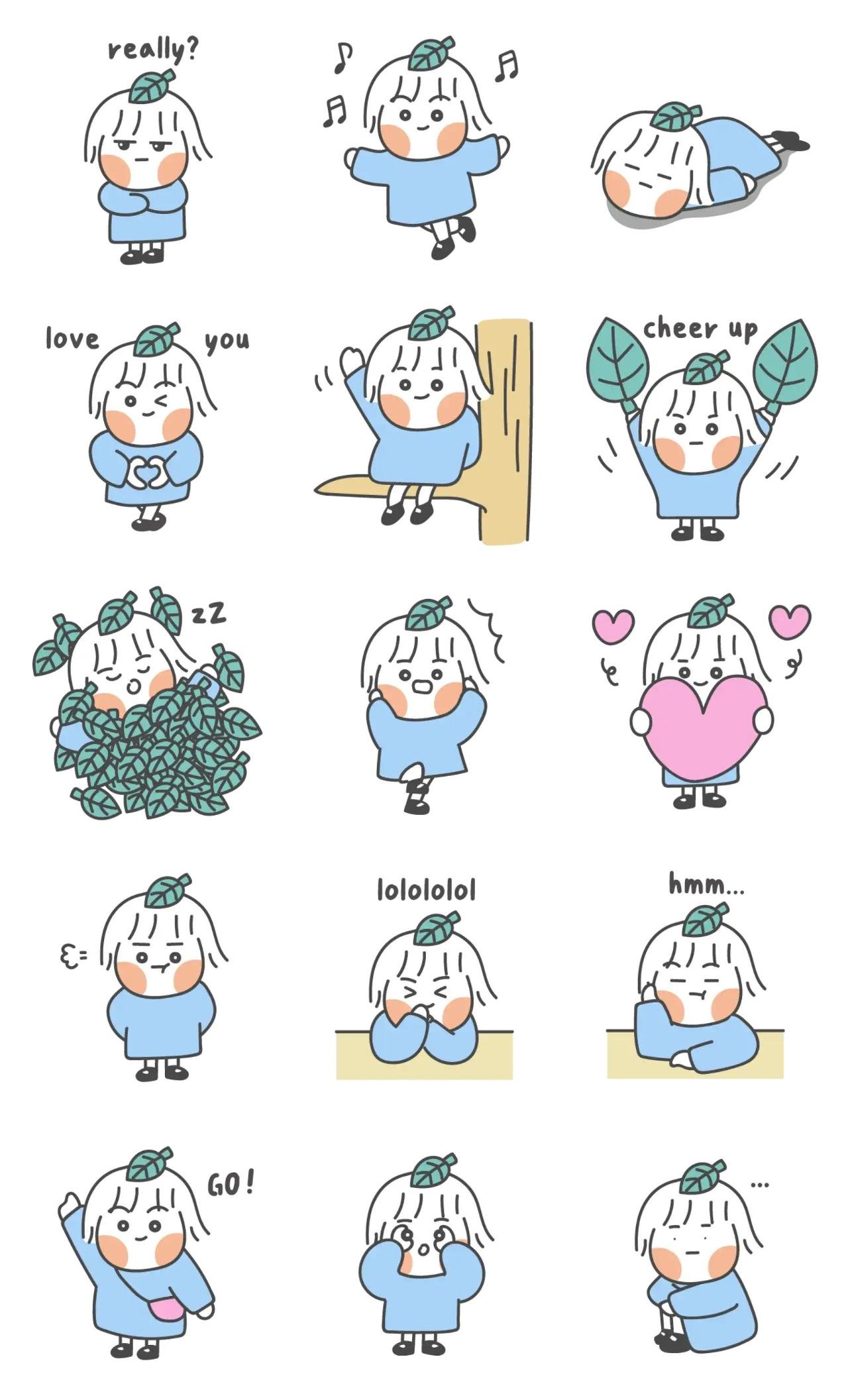 Leaf girl Animation/Cartoon,People sticker pack for Whatsapp, Telegram, Signal, and others chatting and message apps