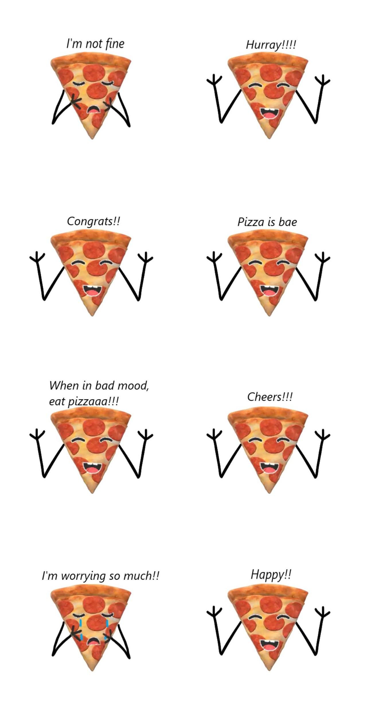 Pizza Animation/Cartoon,Food/Drink sticker pack for Whatsapp, Telegram, Signal, and others chatting and message apps