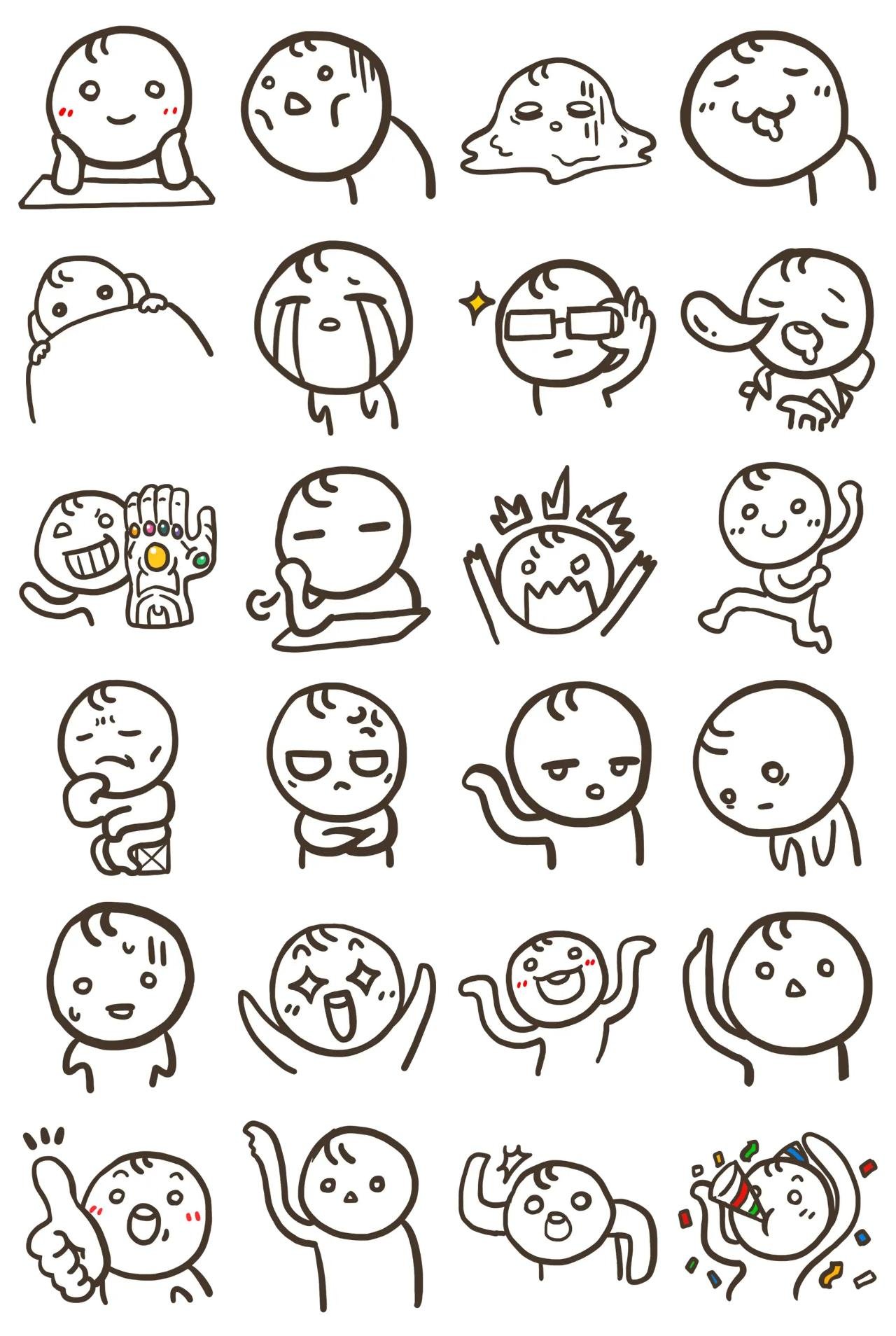 Funny round face emoticon Gag,People sticker pack for Whatsapp, Telegram, Signal, and others chatting and message apps