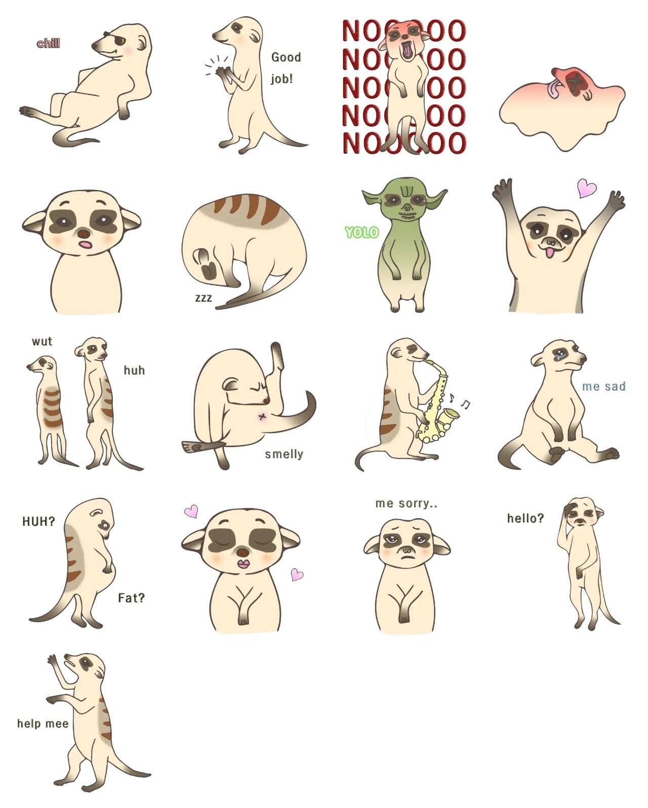 Meerkat Animals,Etc. sticker pack for Whatsapp, Telegram, Signal, and others chatting and message apps