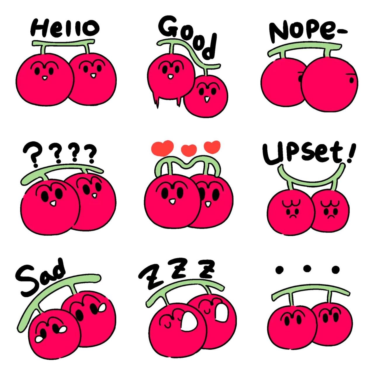 Cherry twins Animation/Cartoon,Food/Drink sticker pack for Whatsapp, Telegram, Signal, and others chatting and message apps