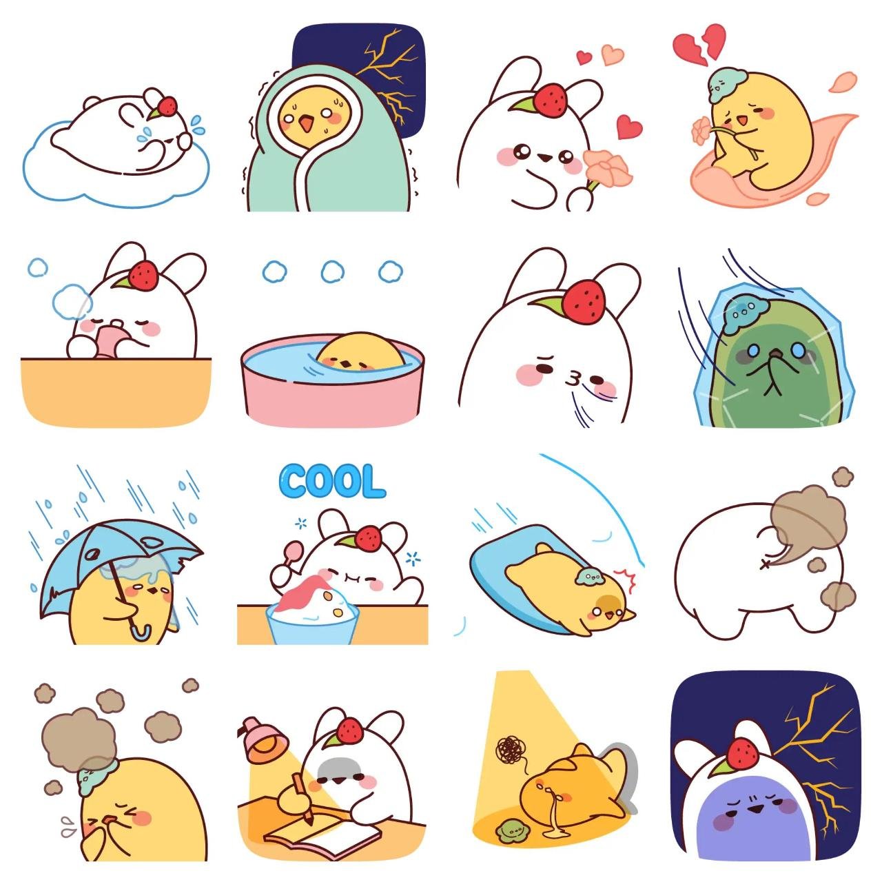 Rabbitcone and Cup duck Animation/Cartoon,Animals sticker pack for Whatsapp, Telegram, Signal, and others chatting and message apps