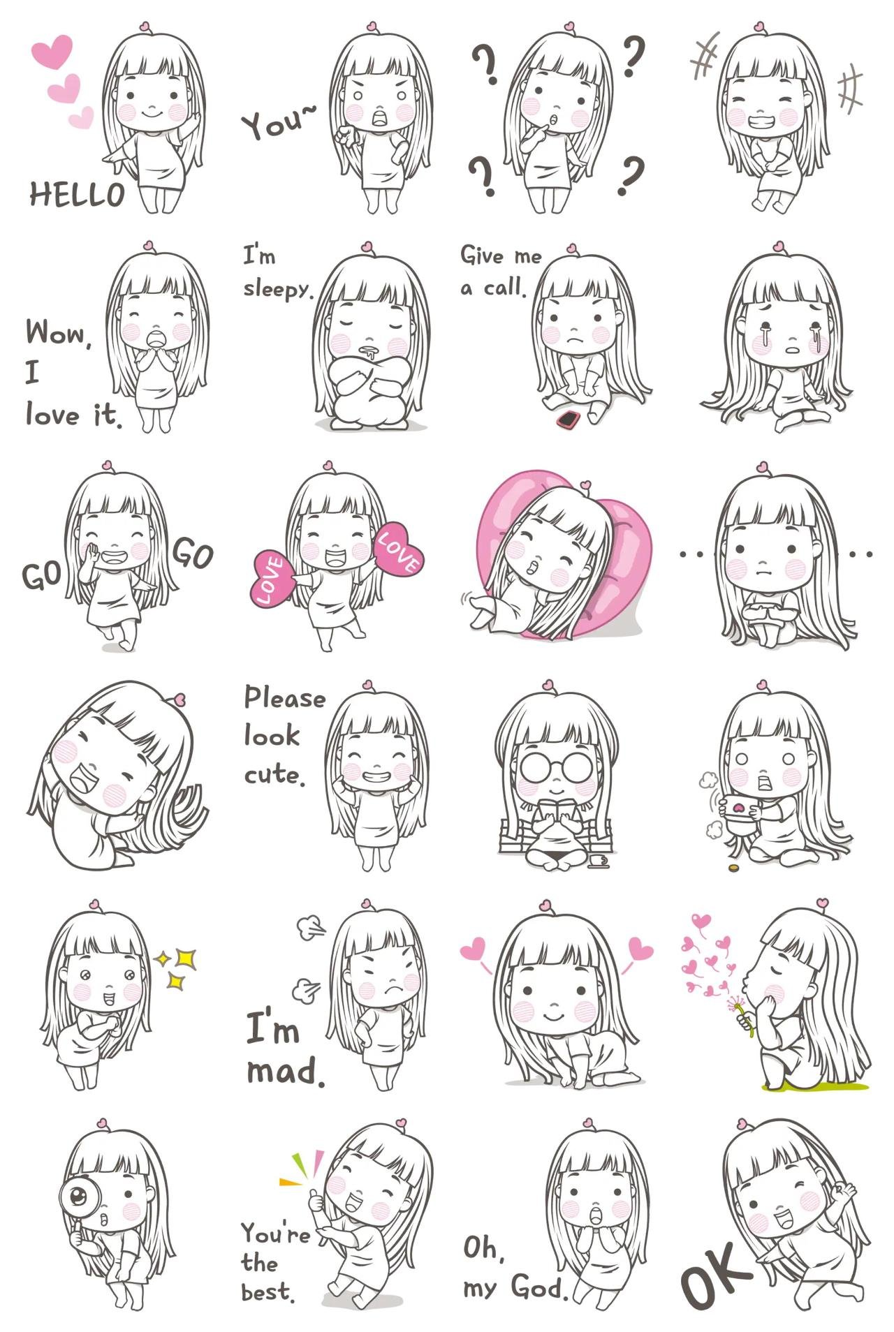 Emotional girl Miru People,Romance sticker pack for Whatsapp, Telegram, Signal, and others chatting and message apps