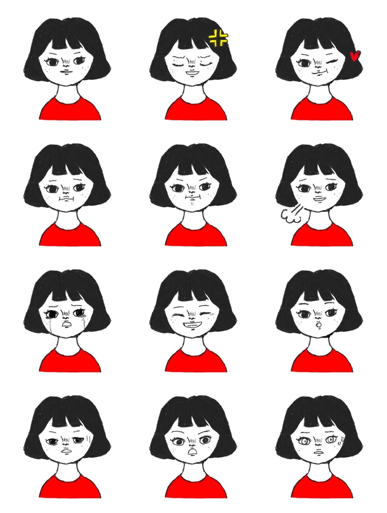 A freckle faced girl 01 Animation/Cartoon,People sticker pack for Whatsapp, Telegram, Signal, and others chatting and message apps