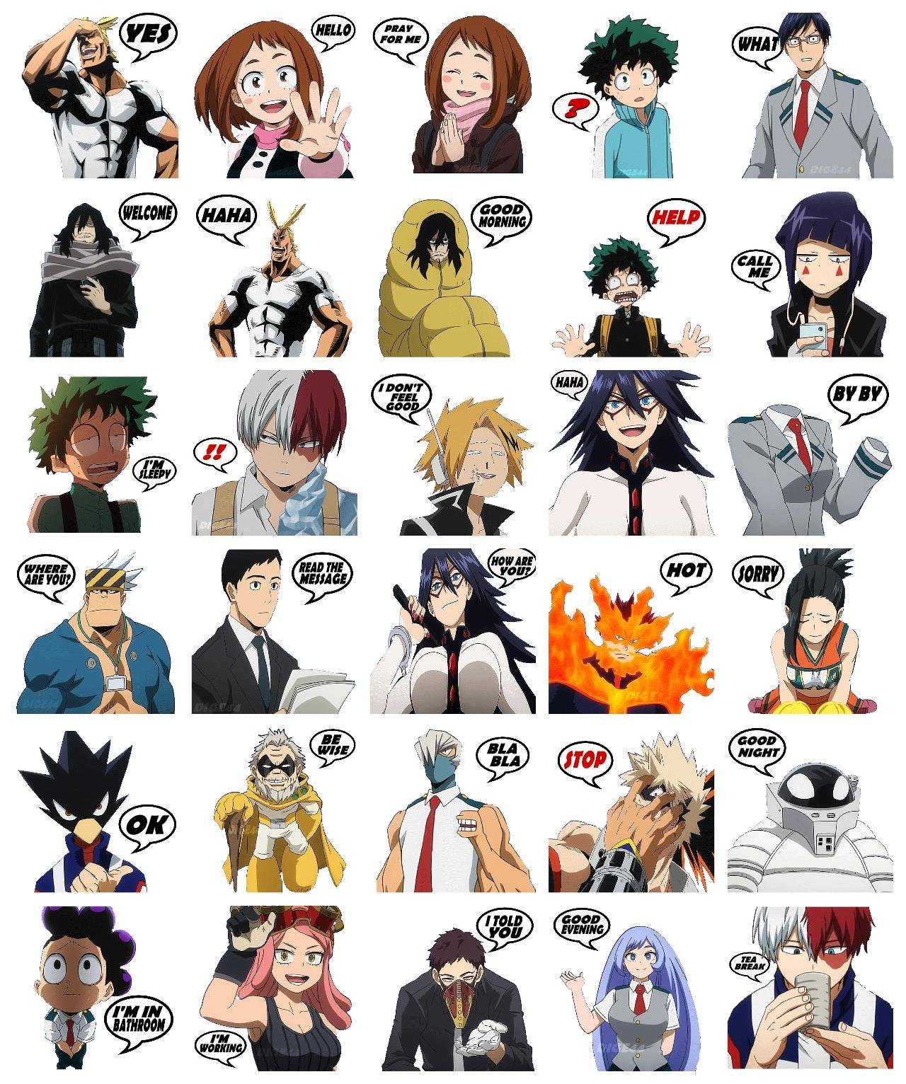 My Hero Academia #14 Anime, My Hero Academia sticker pack for Whatsapp, Telegram, Signal, and others chatting and message apps