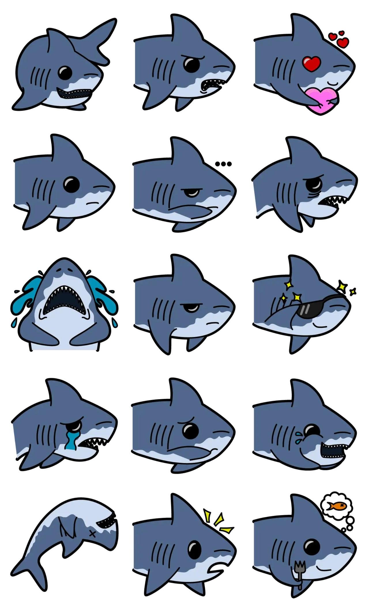 Sharkiezt Animation/Cartoon,Animals sticker pack for Whatsapp, Telegram, Signal, and others chatting and message apps