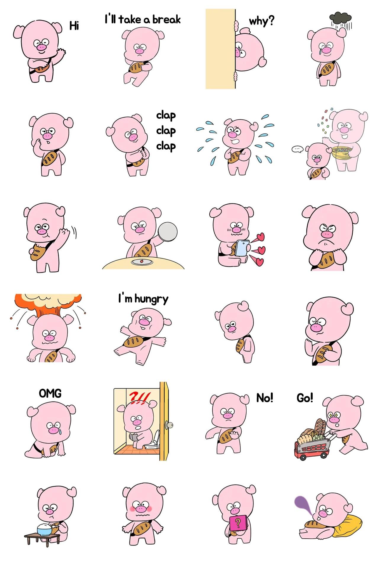 piglove's life Animals sticker pack for Whatsapp, Telegram, Signal, and others chatting and message apps